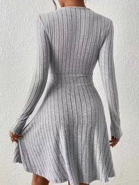 Soft Ribbed Wrap Knit Mini Dress