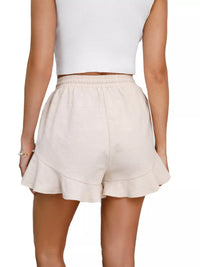 Blush Ruffle-Hem Drawstring Shorts