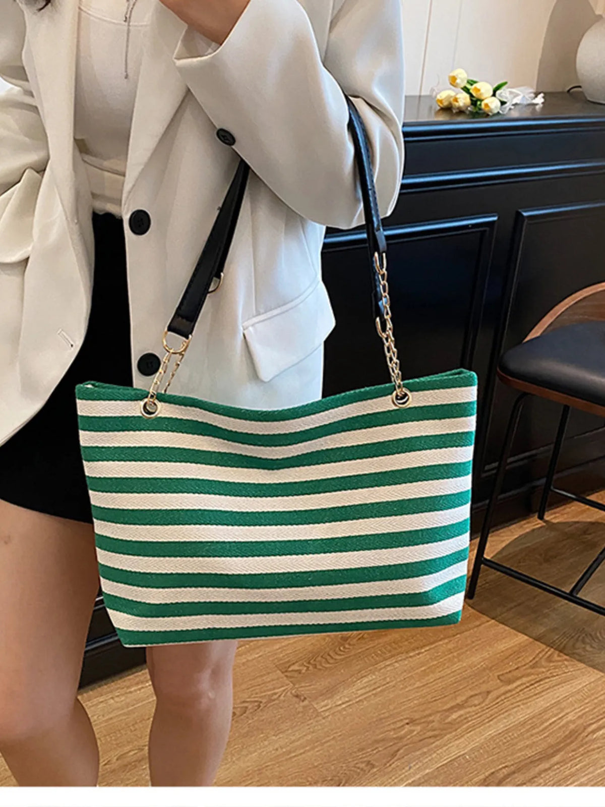 Breton Stripe Chain Shoulder Bag