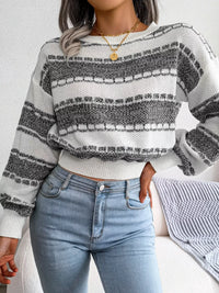 Colour-Block Cropped Knit Jumper