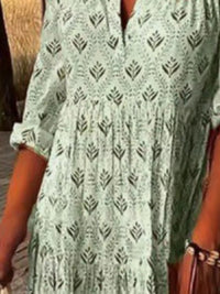 Printed Tiered Maxi Dress with Notch Neck