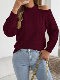 Cold-Shoulder Cable-Knit Jumper