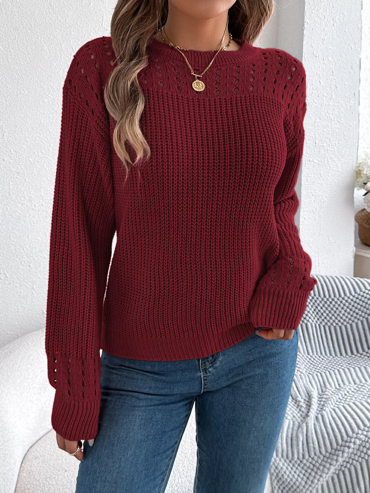 Openwork Cable-Knit Jumper