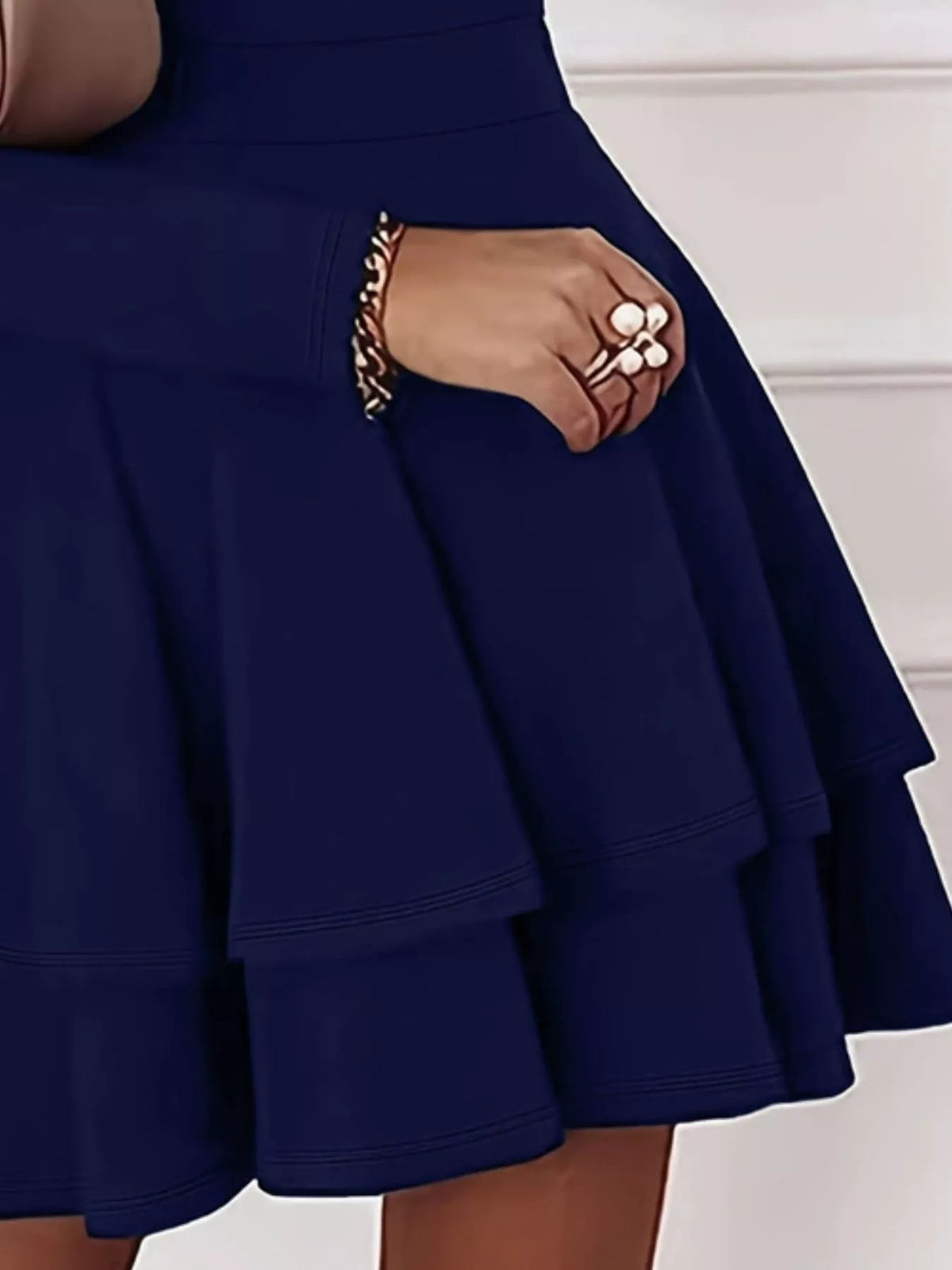 Long-Sleeve Tiered Ruffle Mini Dress