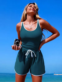 Women's Sport Swim Romper - Shape Solver Contrast Binding