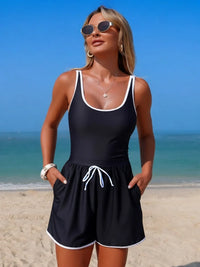 Women's Sport Swim Romper - Shape Solver Contrast Binding