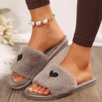 Heart Faux-Fur Slider Slippers