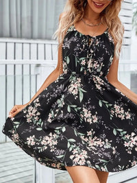 Midnight Bloom Strappy Summer Mini Dress