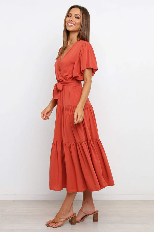Amalfi Tie-Waist Tiered Midi Dress