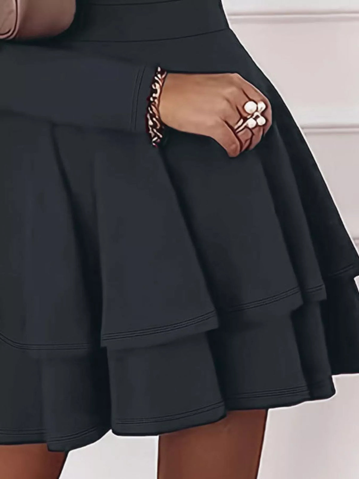 Long-Sleeve Tiered Ruffle Mini Dress