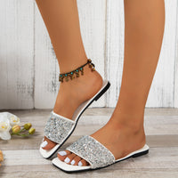 Crystal Strap Flat Sandals
