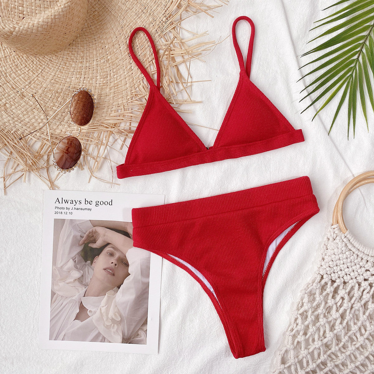 Powder Blue Ribbed Bikini Set