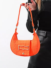 Croc-Effect Baguette Shoulder Bag