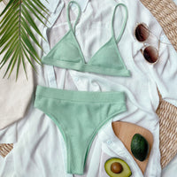 Powder Blue Ribbed Bikini Set