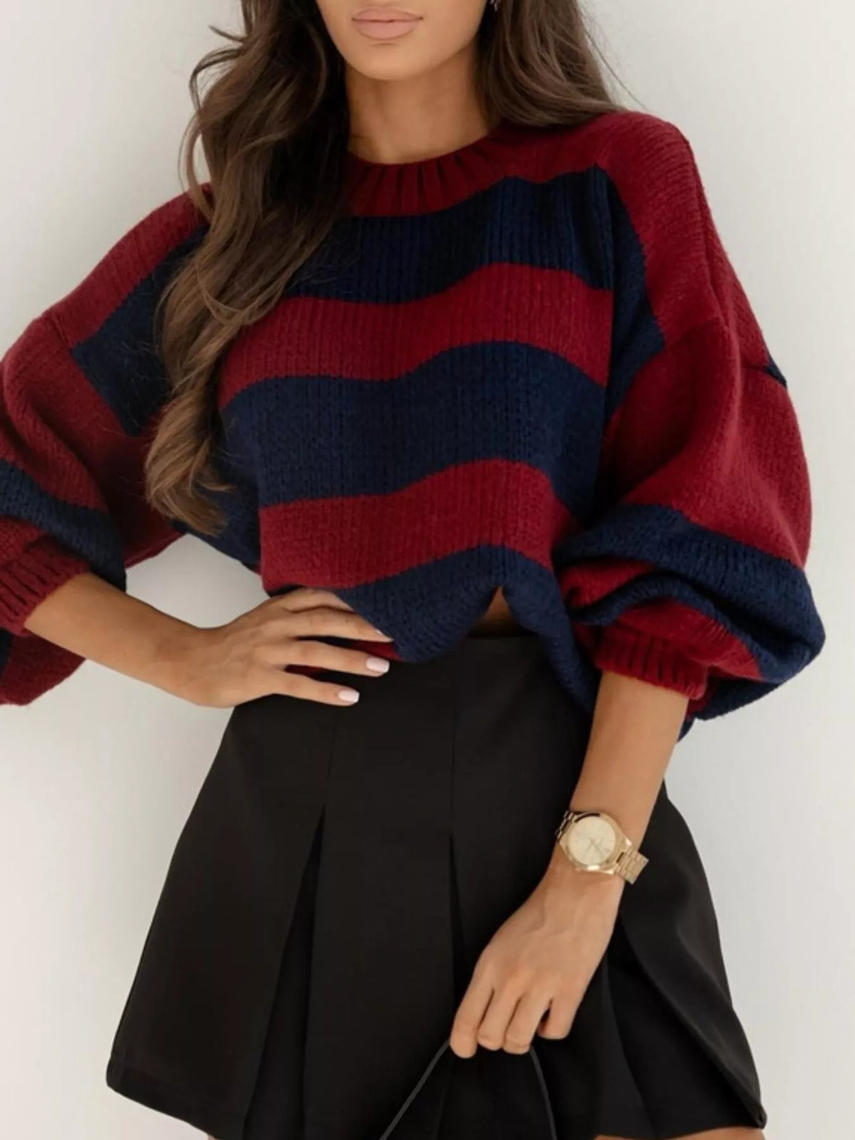 Bold Stripe Drop-Shoulder Jumper
