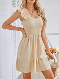 Sun-Kissed Smocked Square-Neck Dress