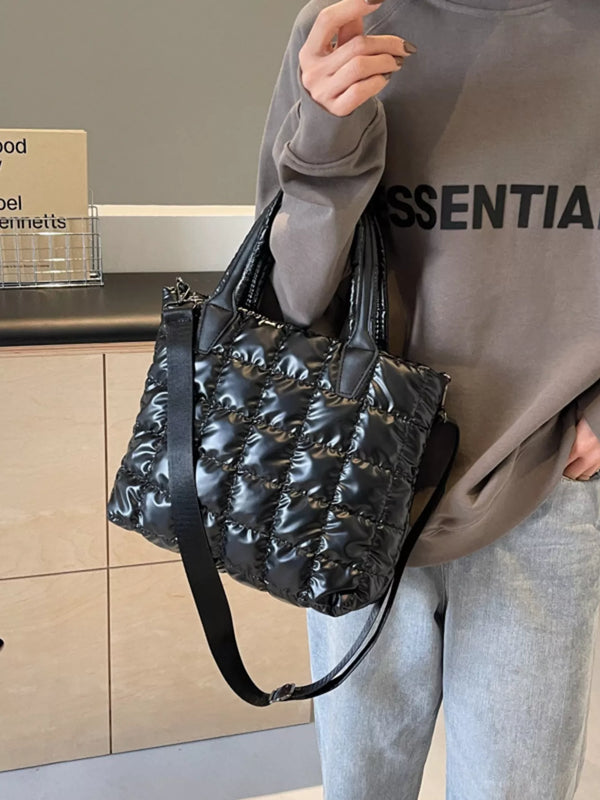 Quilted Bubble Crossbody Tote