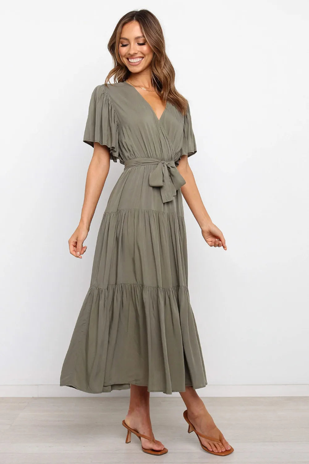 Amalfi Tie-Waist Tiered Midi Dress