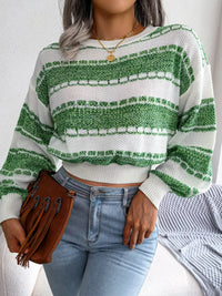 Colour-Block Cropped Knit Jumper