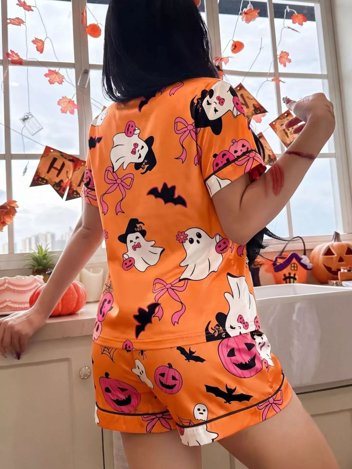 Ghost Print Pyjama Shorts Set – Brights