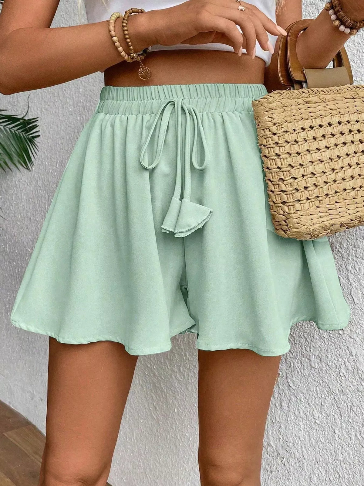 Sage Flowy Drawstring Shorts