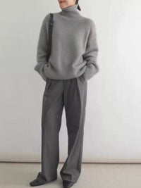 Ribbed Roll-Neck Drop-Shoulder Jumper