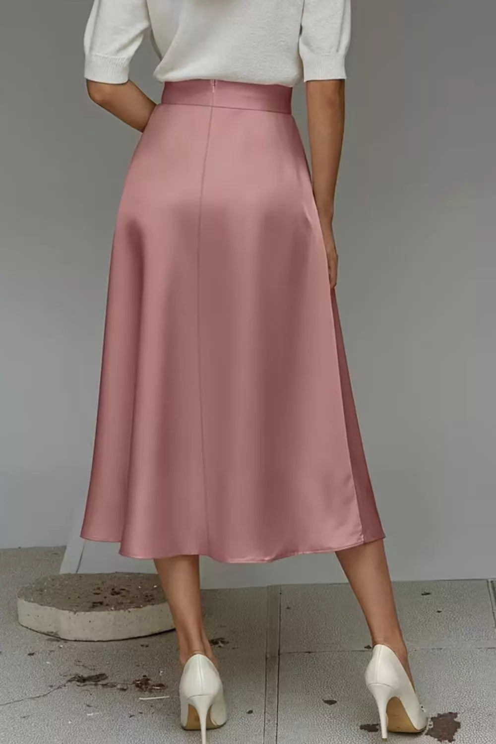 Liquid Satin A-Line Midi Skirt