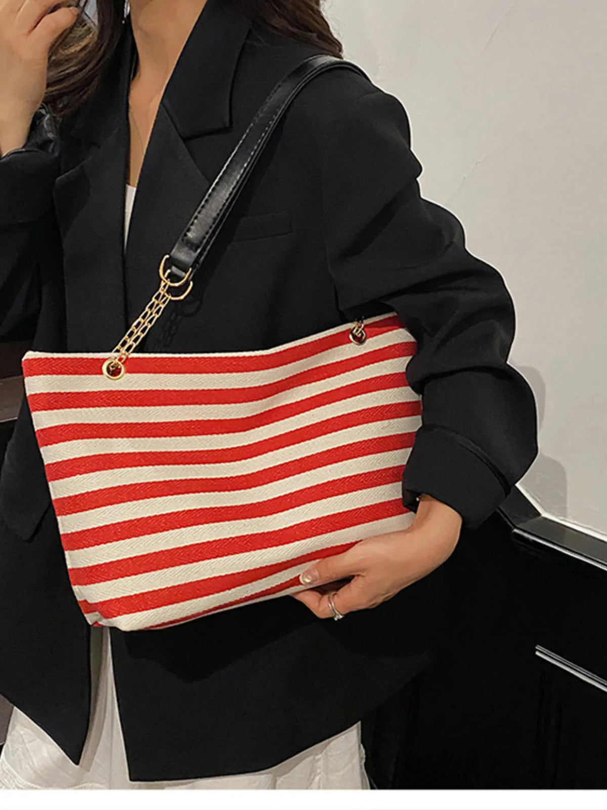 Breton Stripe Chain Shoulder Bag