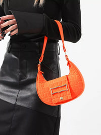 Croc-Effect Baguette Shoulder Bag