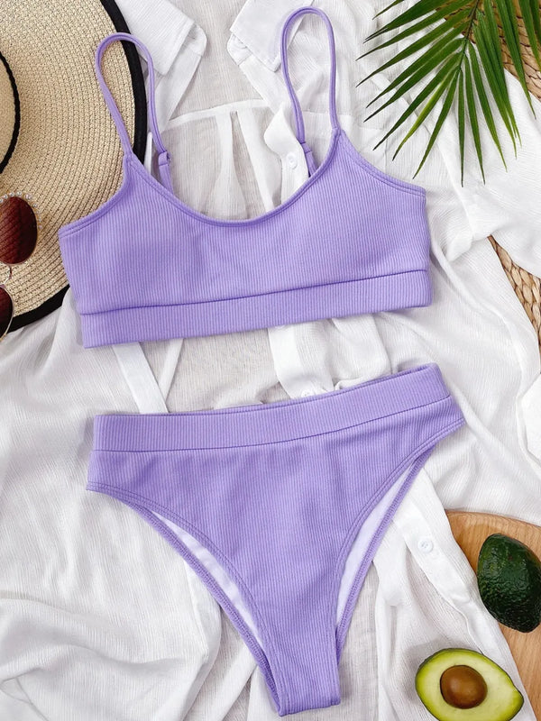 Lilac Scoop-Neck Two-Piece Swim Set