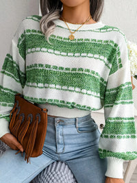Colour-Block Cropped Knit Jumper