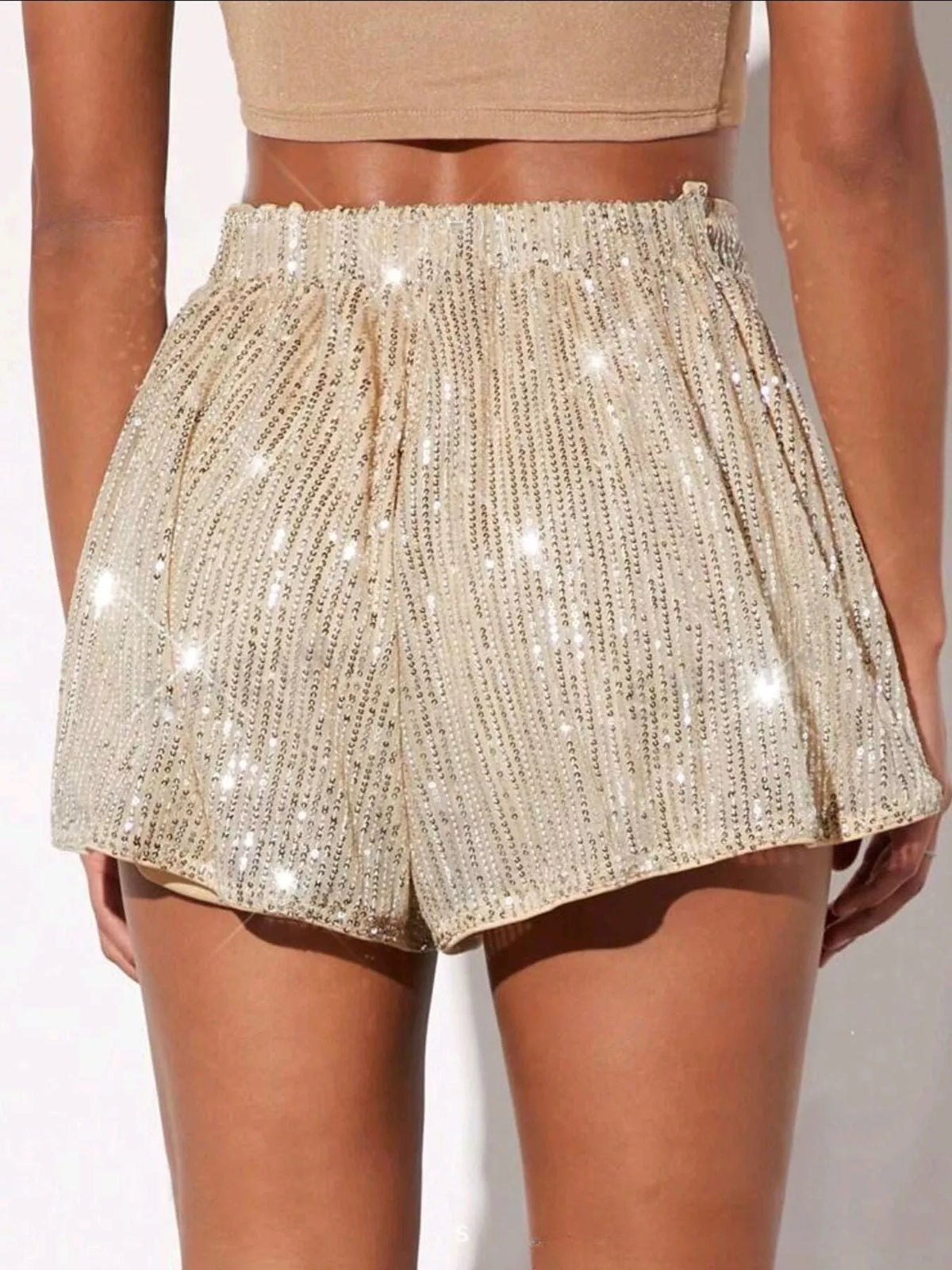 Silver Sequin Party Shorts