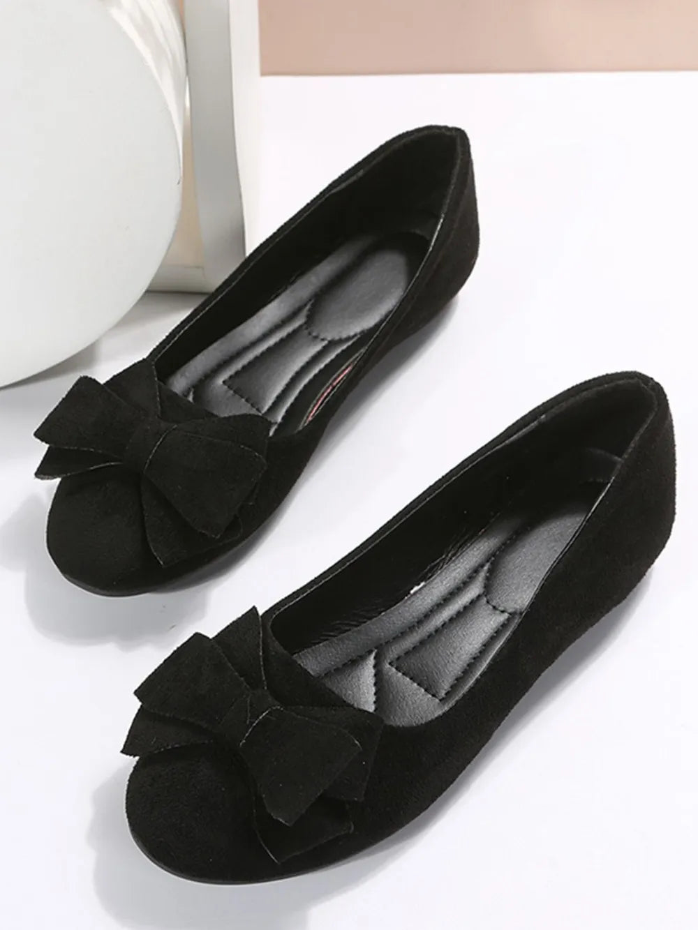 Bow-Front Round-Toe Ballet Flats