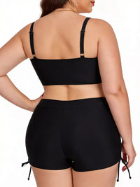 Plus Size Ruched Drawstring Swim Set