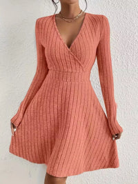 Soft Ribbed Wrap Knit Mini Dress
