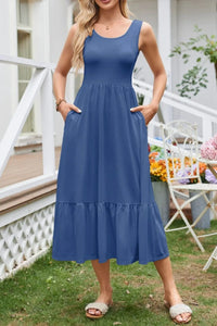 Buttercream Wide-Strap Tank Midi Dress