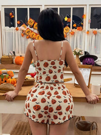 Pumpkin Print Ribbed Cami Pyjama Set