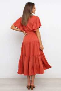 Amalfi Tie-Waist Tiered Midi Dress