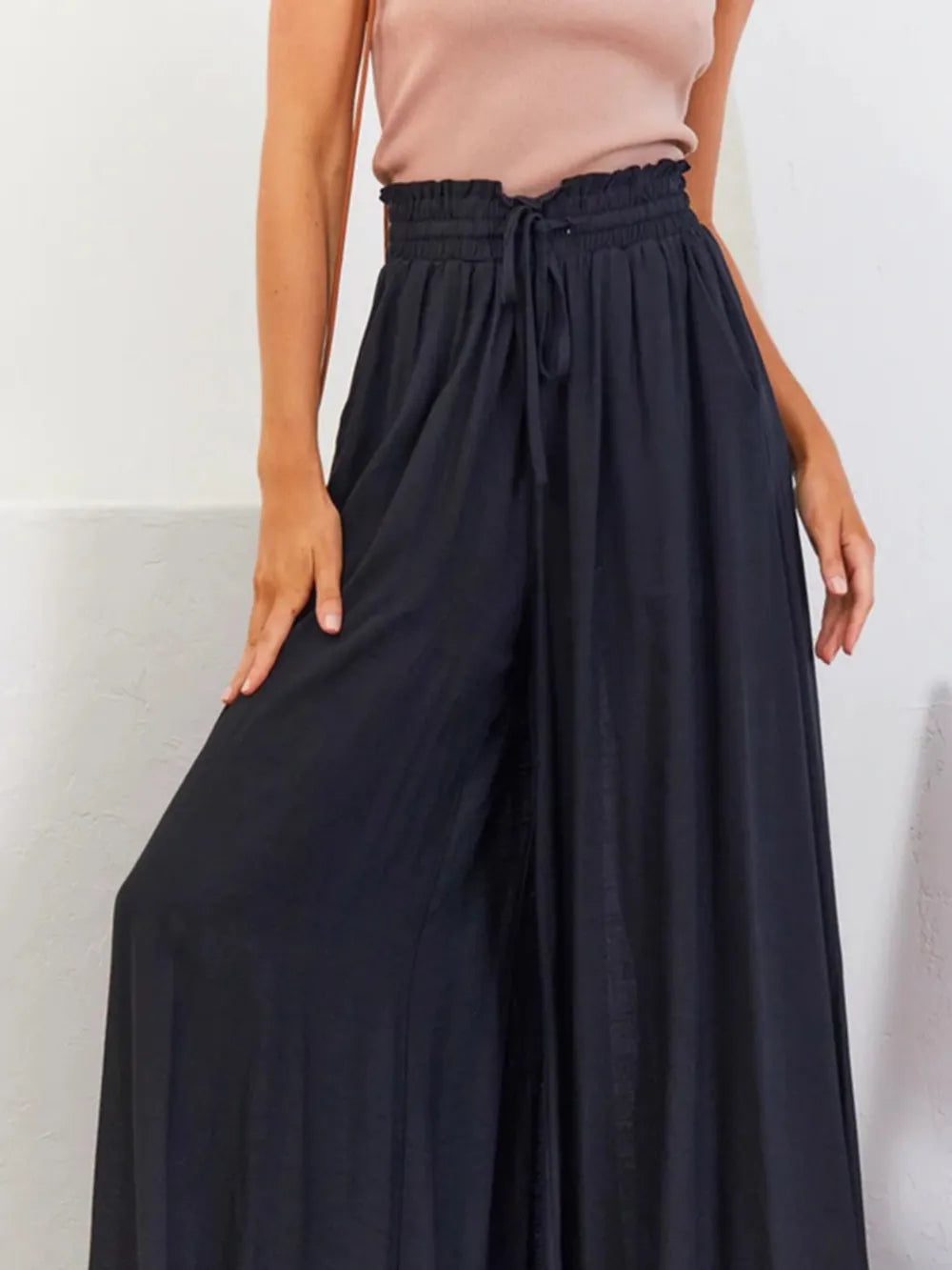Terracotta High-Waist Palazzo Trousers