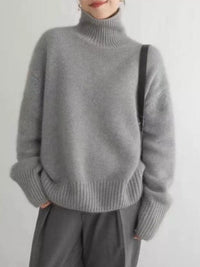 Ribbed Roll-Neck Drop-Shoulder Jumper