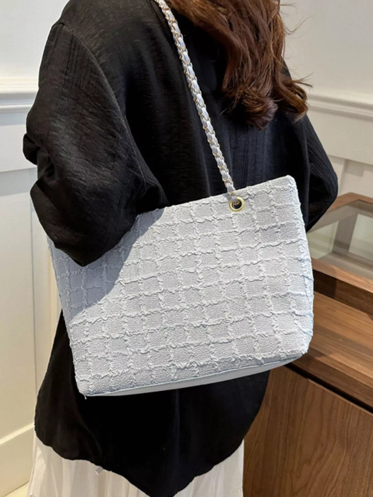 Pastel Tweed Chain Shoulder Bag