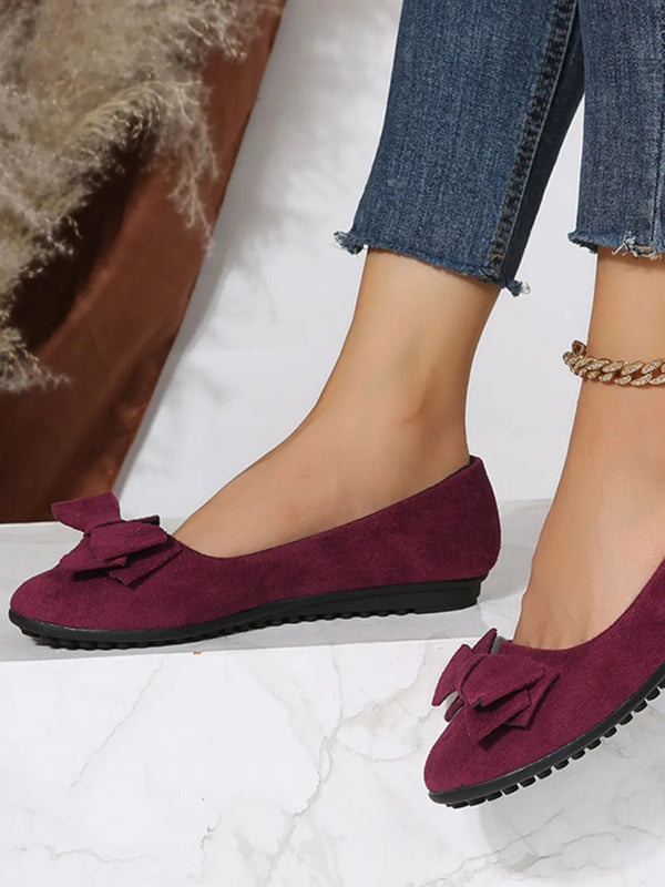 Bow-Front Round-Toe Ballet Flats