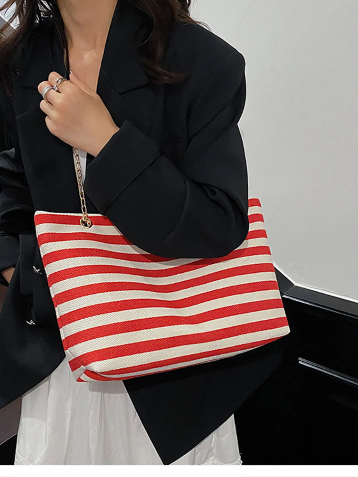 Breton Stripe Chain Shoulder Bag