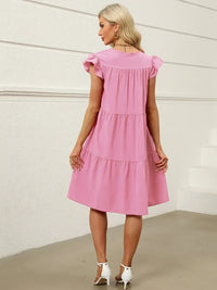 Sweet Tiered Ruffle-Sleeve Mini Dress