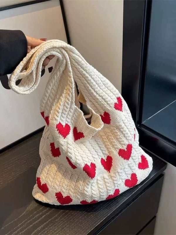 Sweetheart Knitted Top-Handle Bag