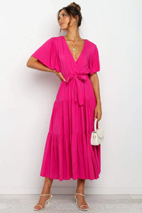 Amalfi Tie-Waist Tiered Midi Dress