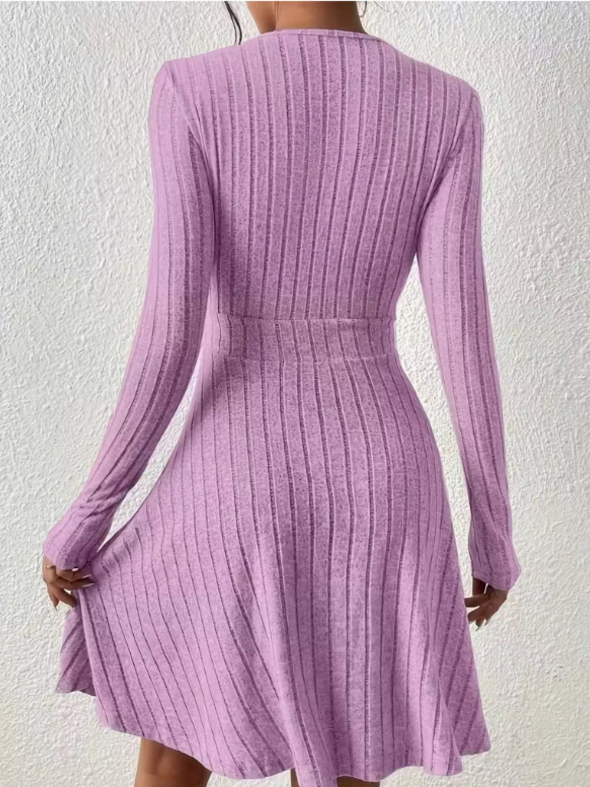 Soft Ribbed Wrap Knit Mini Dress