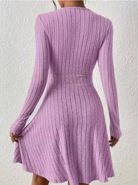 Soft Ribbed Wrap Knit Mini Dress