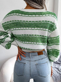 Colour-Block Cropped Knit Jumper