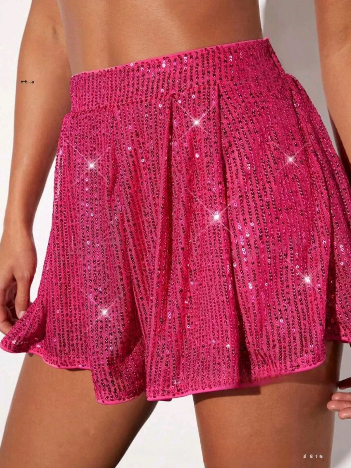 Silver Sequin Party Shorts